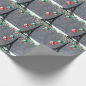 Winter Eiffelturm, Weihnachtsballons Nachtzeit Geschenkpapier (Ecke)