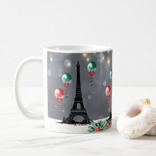 Winter Eiffelturm, Weihnachtsballons Nachtzeit Kaffeetasse