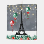 Winter Eiffelturm, Weihnachtsballons Nachtzeit Keramikornament (Links)
