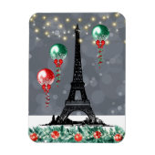 Winter Eiffelturm, Weihnachtsballons Nachtzeit Magnet (Vertikal)