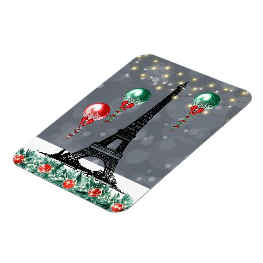 Winter Eiffelturm, Weihnachtsballons Nachtzeit Magnet (Linke Seite)