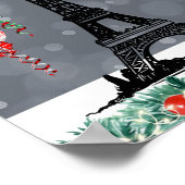 Winter Eiffelturm, Weihnachtsballons Nachtzeit Poster (Ecke)