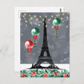 Winter Eiffelturm, Weihnachtsballons Nachtzeit Postkarte (Vorne/Hinten)