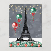 Winter Eiffelturm, Weihnachtsballons Nachtzeit Postkarte (Vorderseite)