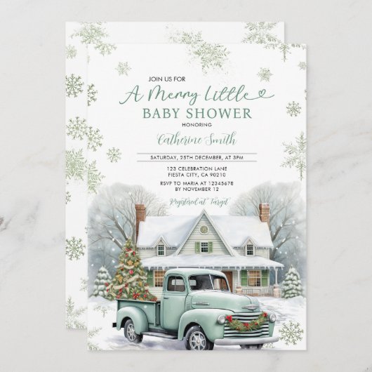 Winter ein lustiges kleines Baby Duschtuch LKW Sch Einladung (Vorne/Hinten)