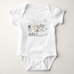 Winter Ein Nederland Arktische Tiere Blau 1. Gebur Baby Strampler