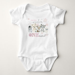 Winter Ein Nederland Arktische Tiere Rosa 1. Gebur Baby Strampler