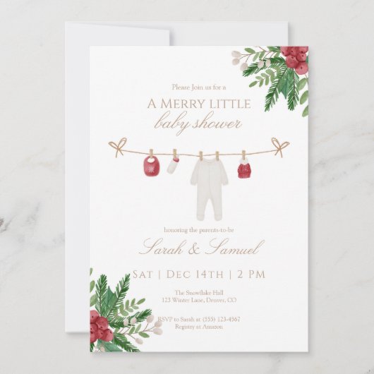 Winter eine fröhliche kleine Babydusche Einladung (Vorderseite)