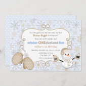 Winter Einerland 1. Geburtstag Einladung (Vorne/Hinten)