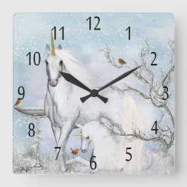 Winter-Einhorn und Fohlen, Wanduhr