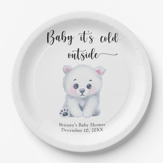 Winter Eisbär - Baby draußen kalt Pappteller (Vorderseite)