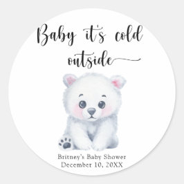 Winter Eisbär - Baby draußen kalt Runder Aufkleber