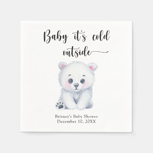 Winter Eisbär - Baby draußen kalt Serviette (Vorderseite)