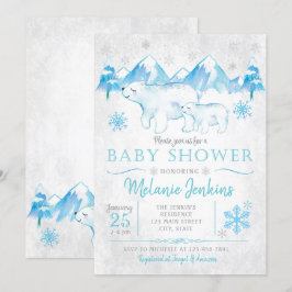 Winter-Eisbär-Schnee-Jungen-Babyparty-Einladung Einladung