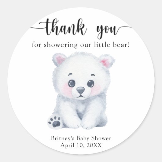 Winter Eisbär - vielen Dank Runder Aufkleber (Vorderseite)