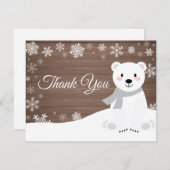 Winter-Eisbär-weiße Schneeflocke danken Ihnen zu Dankeskarte (Vorne/Hinten)