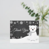 Winter-Eisbär-Winter-Schneeflocke danken Ihnen zu Dankeskarte (Stehend Vorderseite)