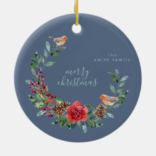 Winter-Eisblauer Kranz Weihnachten Neujahr Keramik Ornament