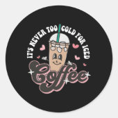 Winter-Eiskaffee Runder Aufkleber (Vorderseite)