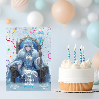 Winter-Eiskönigin-Kindergeburtstag Einladung
