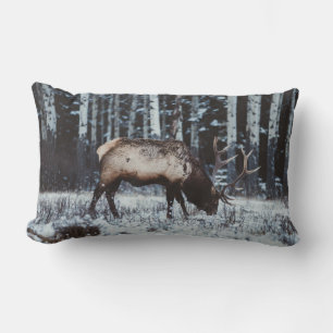 Winter-Elch im Birkenwald-Dekokissen Lendenkissen