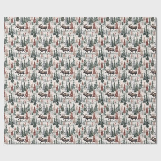 Winter-Elch-Wald-Wasserfarben-Geschenkpapier Geschenkpapier (Flach)