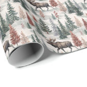 Winter-Elch-Wald-Wasserfarben-Geschenkpapier Geschenkpapier (Rolleneckpunkt)