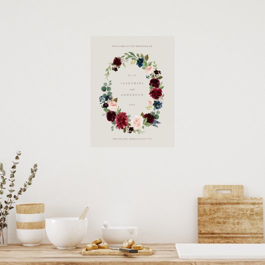 Winter Elegance Wedding Welcome Sign Poster (Küche)