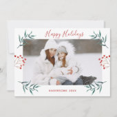 Winter Elegant & Botanischer Weihnachtsname Feiertagskarte (Vorderseite)