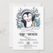 Winter Elegant Pinguin Baby Dusche Einladung (Vorderseite)