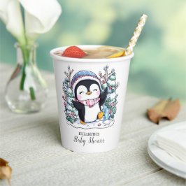 Winter Elegant Pinguin Baby Dusche Pappbecher