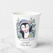 Winter Elegant Pinguin Baby Dusche Pappbecher (Vorderseite)