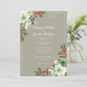 Winter Elegante Blumenschrift Hochzeit Einladung (Stehend Vorderseite)