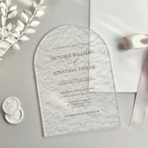 Winter Elegante Florale Weiße Hochzeit Acryleinladungen