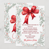 Winter Elegante Watercolor Red Bow Weihnachten (Vorne/Hinten)