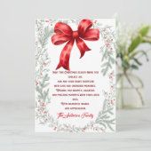 Winter Elegante Watercolor Red Bow Weihnachten (Stehend Vorderseite)