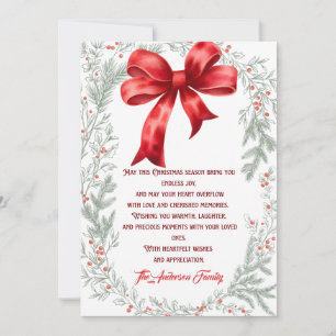 Winter Elegante Watercolor Red Bow Weihnachten