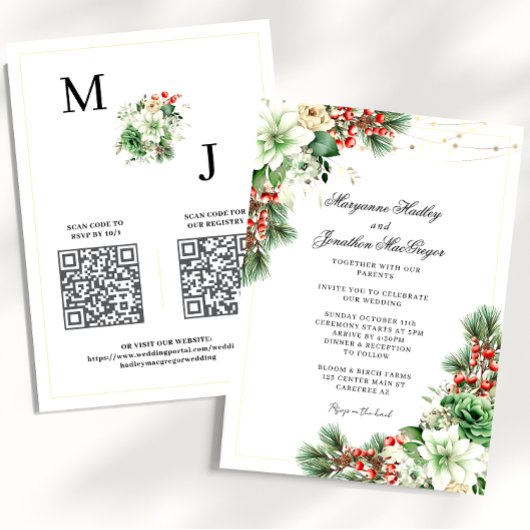 Winter Eleganter QR Code Hochzeit Einladung