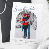 Winter Elegantes Foto Dusty Blue Calligraphy Save The Date