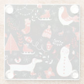 Winter-Elemente: Cute Hand Drawn. Glasuntersetzer (Rückseite)