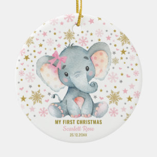 Winter Elephant 1. Weihnachtsschneeflocken Baby Gi Keramik Ornament