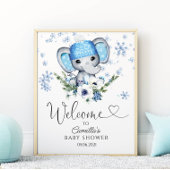 Winter Elephant Baby Dusche Willkommen Poster