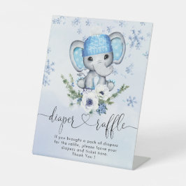 Winter Elephant Baby Duwer Diaper Raffle Sockelschild