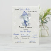 Winter Elephant Baby Shower Einladung (Stehend Vorderseite)
