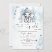 Winter Elephant Boy Baby Es ist kalt draußen Einladung (Vorderseite)