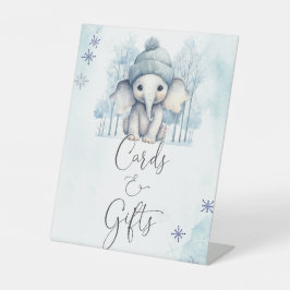 Winter Elephant Boy Baby Shower Cards und Geschenk Sockelschild