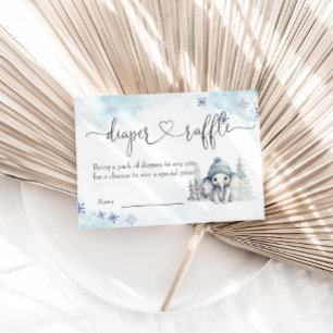 Winter Elephant Boy Babydusche Windelwanne Raffel Begleitkarte