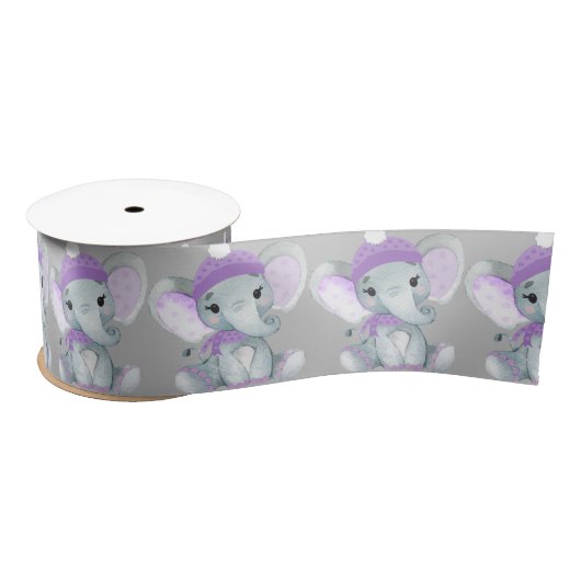 Winter Elephant lila Girl Satin Ribbon Stuol Bow Satinband (Spule)