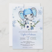 Winter Elephant Snowflake Baby Dusche Einladung (Vorderseite)