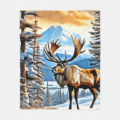 Winter Elk Majestät Design Fleecedecke (Vorderseite)